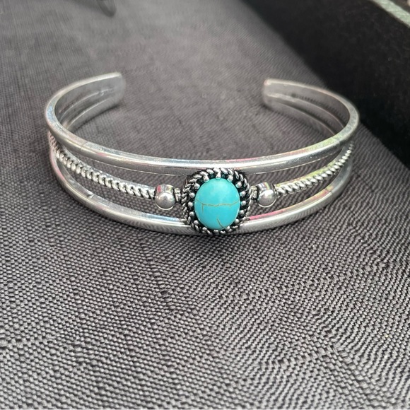 Turquoise Stone Cuff Bracelet - Picture 2 of 4